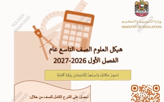 هيكل علوم الصف التاسع عام الفصل الأول 2026-2027