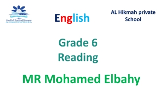 أوراق عمل تدريب على مهارة القراءة اللغة الإنجليزية الصف السادس الفصل الثاني