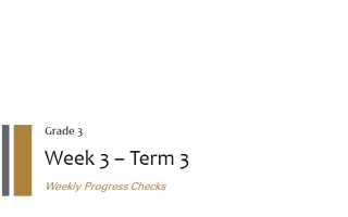 الخطة الأسبوعية Weekly Progress Checks Week 3 اللغة الإنجليزية الصف الثالث الفصل الثالث