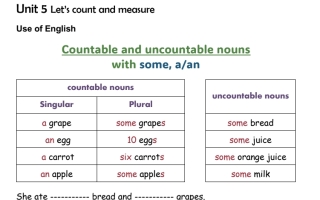 ورقة عمل Countable and uncountable لغة إنجليزية الصف الثالث