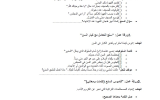 ورقة عمل آداب المجلس 1 التعلم والتقييم القائم على المشاريع اللغة العربية الصف السادس الفصل الثاني