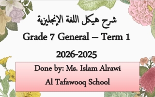 شرح الهيكل الوزاري اللغة الإنجليزية الصف السابع