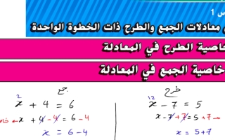 حل درس معادلات الجمع والطرح ذات الخطوة الواحدة رياضيات الصف السابع