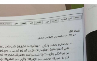 امتحان نهاية الفصل مع الحل تربية إسلامية الصف الرابع الفصل الأول - نموذج 2