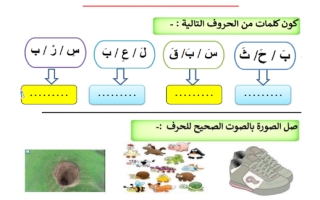 أوراق عمل ومراجعة لغة عربية الصف الأول الفصل الثالث