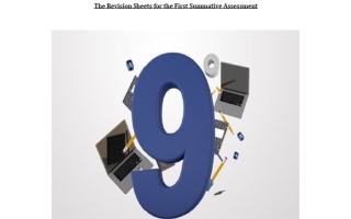أوراق عمل The Revision Sheets for the First Summative Assessment اللغة الإنجليزية الصف التاسع عام