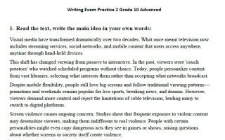 حل نموذج كتابة اللغة الإنجليزية الصف العاشر متقدم