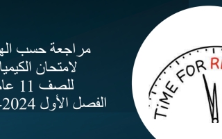 مراجعة هامة هيكل امتحان الكيمياء الصف الحادي عشر عام الفصل الأول 2024-2025