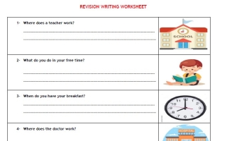 حل مراجعة REVISION WRITING WORKSHEET اللغة الإنجليزية الصف الخامس