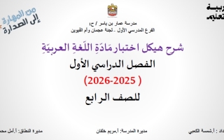 شرح هيكل اختبار اللغة العربية الصف الرابع