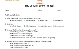 حل تدريبات PRACTICE TEST العلوم المتكاملة الصف الخامس