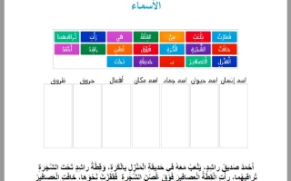 أوراق عمل متنوعة اللغة العربية الصف الثاني