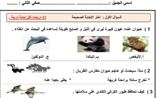 حل مراجعة الاختبار التكويني العلوم المتكاملة الصف الثاني