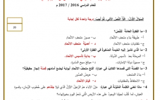 امتحان نهاية الفصل مع الحل لغة عربية الصف الثامن الفصل الأول - نموذج 6