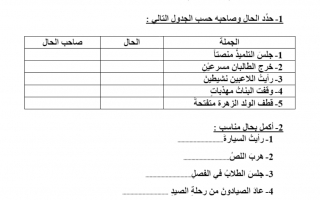 ورقة عمل درس الحال لغة عربية الصف الثامن - نموذج 3