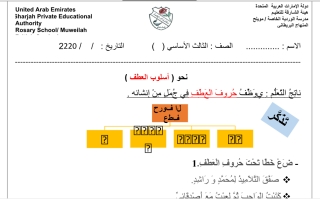 ورقة عمل درس حروف العطف اللغة العربية الصف الثالث