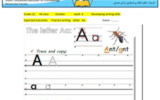 ورقة عمل Practice writing letter Aa لغة إنجليزية الصف الأول