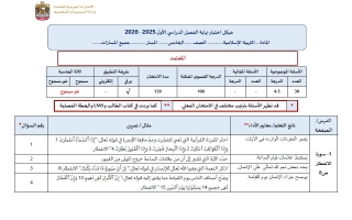 هيكل امتحان التربية الإسلامية الصف الخامس الفصل الدراسي الأول 2025-2026