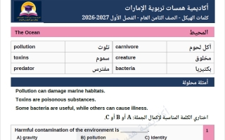 كلمات الهيكل لغة انجليزية الصف الثامن الفصل الأول 2026-2027