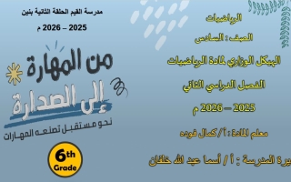 حل صفحات الهيكل الوزاري الرياضيات المتكاملة الصف السادس الفصل الثاني