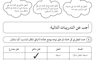 ورقة عمل داعمة درس الفعل الماضي والمضارع اللغة العربية الصف الثاني