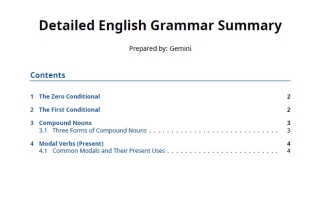 ملخص Grammar Summary اللغة الإنجليزية الصف الحادي عشر
