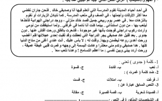 اختبار لغة عربية الصف الخامس الفصل الأول - نموذج 7