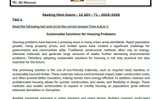 نموذج Reading Mock Exams اللغة الإنجليزية الصف الثاني عشر متقدم