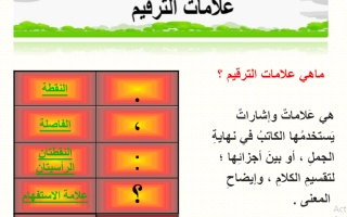 بوربوينت درس علامات الترقيم اللغة العربية الصف الثالث