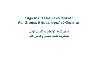 مراجعة Review Booklet اللغة الإنجليزية الصف التاسع متقدم والعاشر عام