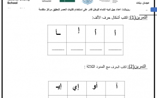 ورقة عمل داعمة درس حرف الالف اللغة العربية الصف الأول