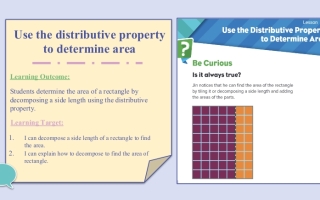 حل درس Use the distributive property to determine area الرياضيات منهج انجليزي الصف الثالث