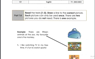 امتحان نهاية الفصل اللغة الإنجليزية الصف الثالث الفصل الأول 2023-2024