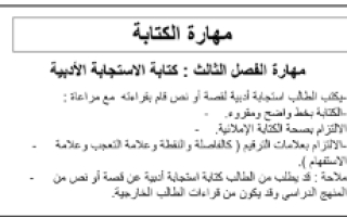 مراجعة لغة عربية الصف الرابع الفصل الثالث