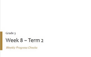 الخطة الأسبوعية Weekly Progress Checks Week 8 اللغة الإنجليزية الصف الثالث الفصل الثاني