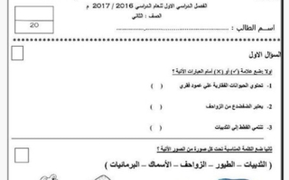 أوراق عمل الحيوانات الفقارية علوم الصف الثاني الفصل الأول