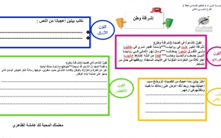 ورقة عمل درس إشراقة وطن لغة عربية الصف السابع
