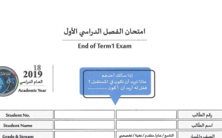 امتحان نهاية الفصل مع الحل تربية إسلامية الصف التاسع الفصل الأول - نموذج 2