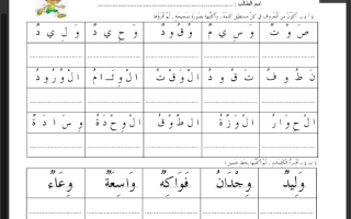 ورقة عمل درس حرف الواو اللغة العربية للصف الأول
