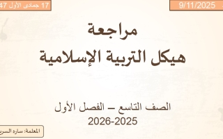 شرح صفحات الهيكل الوزاري التربية الإسلامية الصف التاسع