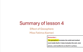 ملخص lesson 1 effect of geosphere العلوم المتكاملة الصف الخامس الفصل الثالث