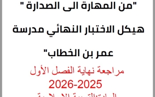 مراجعة هيكل الاختبار النهائي التربية الإسلامية الصف الخامس