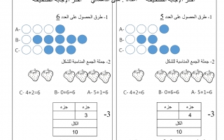 أوراق عمل متنوعة رياضيات الصف الأول الفصل الأول - نموذج 1
