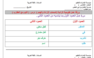 ورقة عمل درس النوم مع العقارب اللغة العربية الصف الخامس
