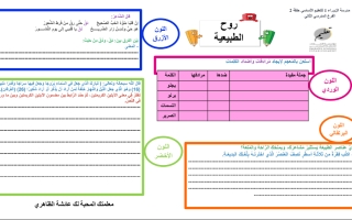 ورقة عمل درس روح الطبيعية اللغة العربية الصف الثامن