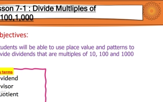 حل درس Divide Multliples of 10,100,1,000 الرياضيات منهج انجليزي الصف الرابع
