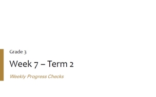 الخطة الأسبوعية Weekly Progress Checks Week 7 اللغة الإنجليزية الصف الثالث الفصل الثاني