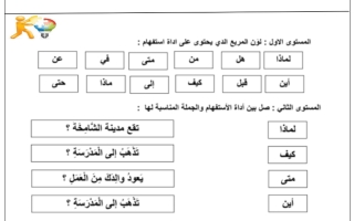 ورقة عمل درس اسلوب الاستفهام لغة عربية الصف الثالث - نموذج 1