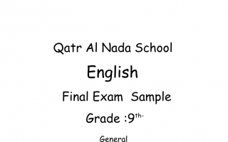 أوراق عمل Final Exam Sample اللغة الإنجليزية الصف التاسع الفصل الاول