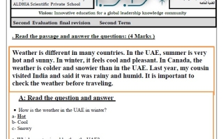 حل اختبار التقويم الثاني اللغة الإنجليزية الصف الثالث الفصل الثاني